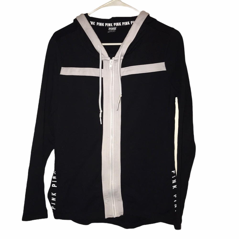 Vs Pink Black & White Hooded Full Zip Jacket
